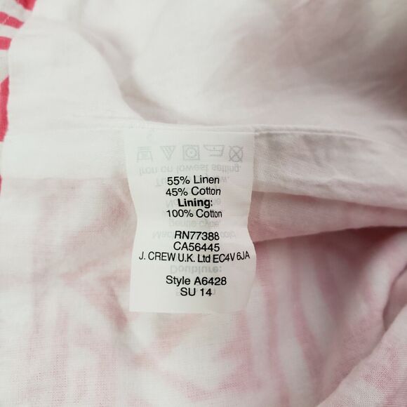 J Crew Factory Women Skirt Sz 4 Drawstring Jacquard Print Pink Linen Blend A6428 - Picture 7 of 7